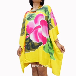 poncho top dress yellow handpainting flowers